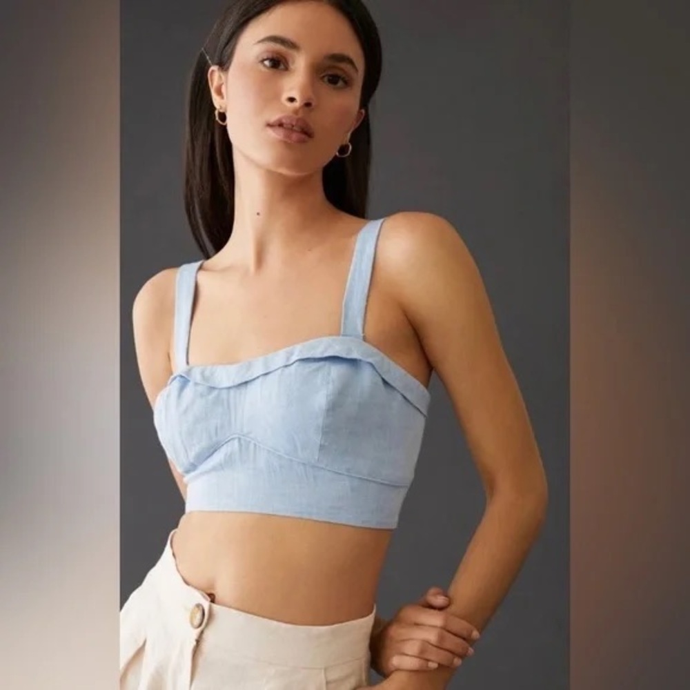Anthropologie Maeve Chambray Blue Bustier Top